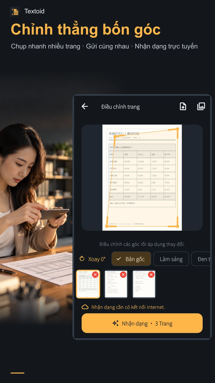 Chỉnh thẳng bốn góc